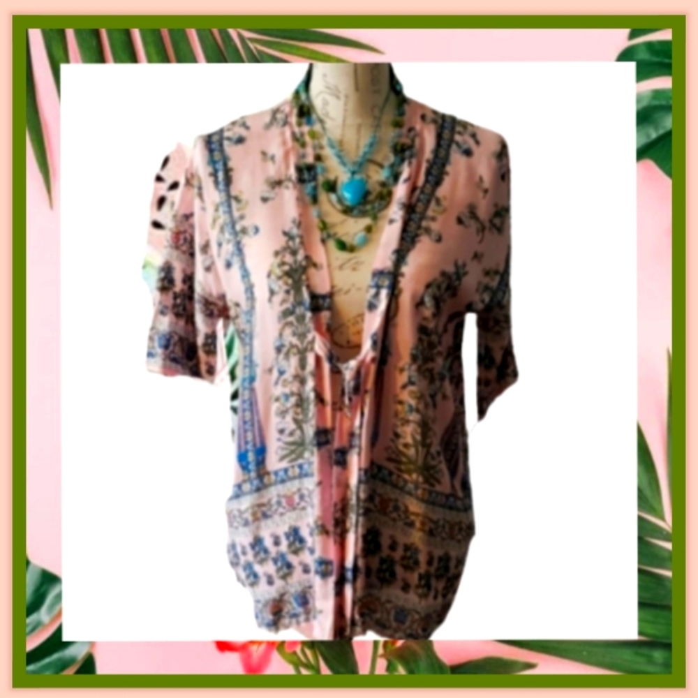 Ana & Kate ☆ Pale Pink ☆ Tie Front Kimono ☆ O/S (S-L)